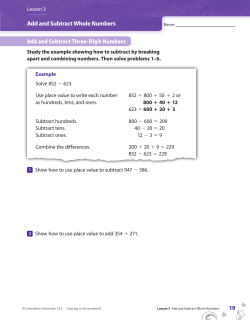 Add and Subtract Three-Digit Numbers Add and Subtract Whole