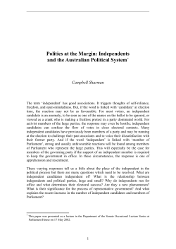 Politics at the Margin: Independents and the Australian Political