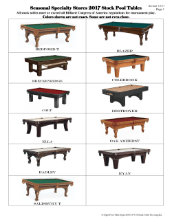 Seasonal Specialty Stores 2017 Stock Pool Tables