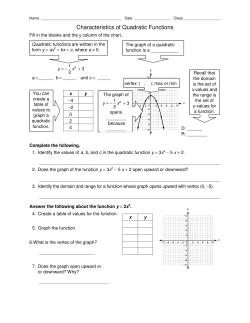 Characteristics of Quadratic Functions