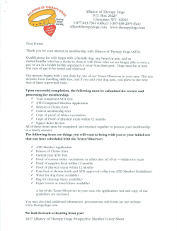 Membership Forms - Alliance of Therapy Dogs