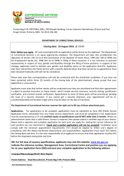 Post advert with closing of 19 August 2016 (LMN Region)