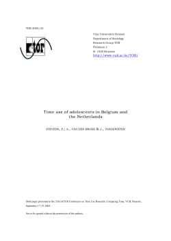 Time use of adolescents in Belgium and the - TOR internet