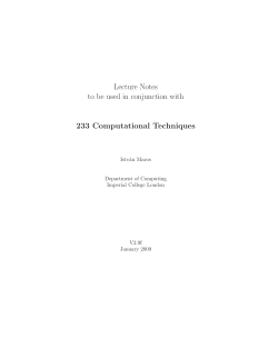 Lecture Notes to be used in conjunction with 233 Computational