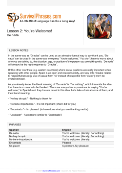 Lesson 2: You`re Welcome!