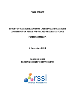 Survey of allergen labelling and allergen content of UK retail pre