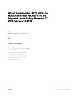 Gifts of the Associates : 1975-1990 : the Museum of Modern