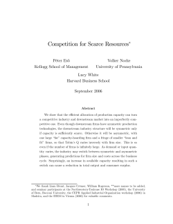 Competition for Scarce Resources&lowast;