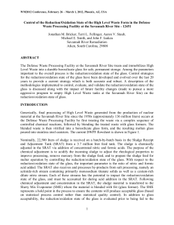 1 Control of the Reduction/Oxidation State of the High Level Waste