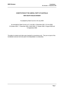 NSW Division CONSTITUTION OF THE LIBERAL PARTY OF