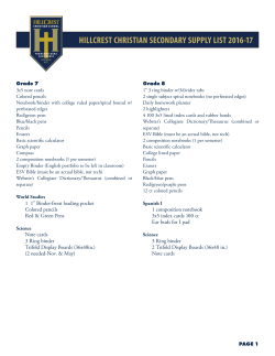 Secondary Supply List  - Hillcrest Christian School
