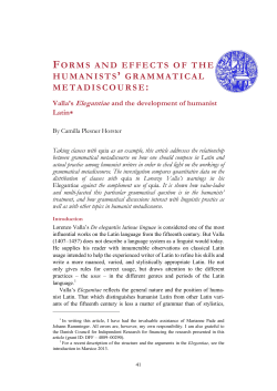 forms and effects of the humanists` grammatical metadiscourse