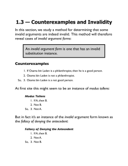 1.3 &mdash; Counterexamples and Invalidity
