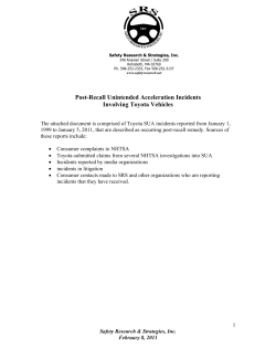 Post-Recall Unintended Acceleration Incidents Involving