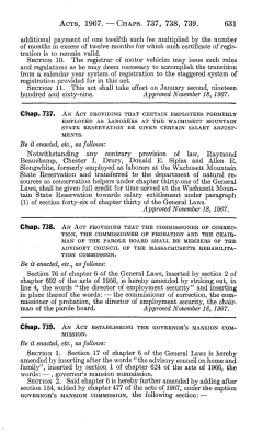 ACTS, 1967. &mdash; CHAPS. 737, 738, 739. 631 additional payment of