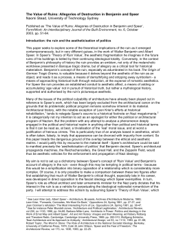 The Value of Ruins: Allegories of Destruction in Benjamin and Speer