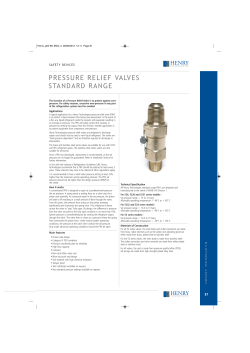pressure relief valves standard range