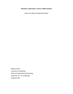Blindness, Deprivation, and IQ: A Meta-Analysis - UvA-DARE