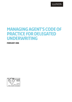 Managing agents code of practice for delegated underwriting