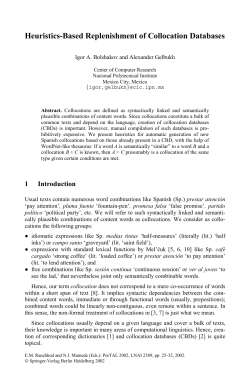 Heuristics-Based Replenishment of Collocation Databases