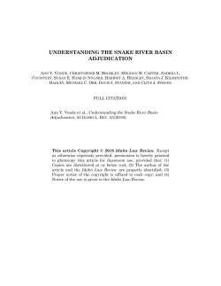UNDERSTANDING THE SNAKE RIVER BASIN ADJUDICATION