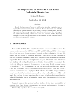 The Importance of Access to Coal in the Industrial Revolution Kilian
