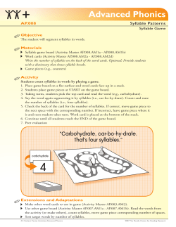 Advanced Phonics - Florida Center for Reading Research