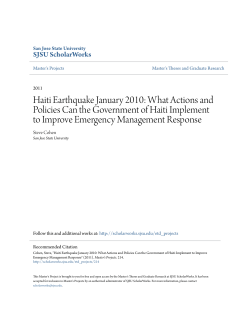 Haiti Earthquake January 2010: What Actions and Policies