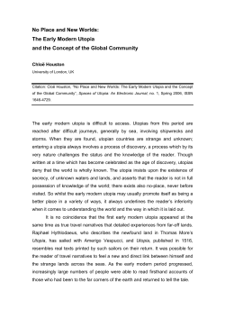 No Place and New Worlds: The Early Modern Utopia and the