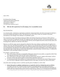 July 8, 2016 Dr. Michael Kirst, President California State Board of