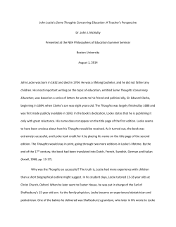 John Locke`s Some Thoughts Concerning Education : A Teacher`s