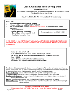 Crash Avoidance Teen Driving Skills - home page