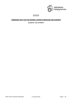 IMAT Humanitas 2016 Key Paper