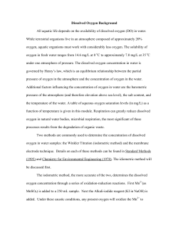 Dissolved Oxygen Background All aquatic life depends on the
