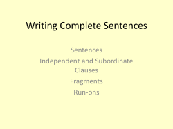 Writing Complete Sentences