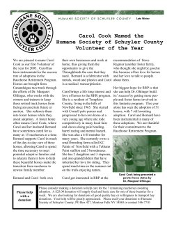 Carol Cook Named the Humane Society of Schuyler County