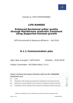 LIFE-RAMSES Enhanced Reclaimed wAter quality through