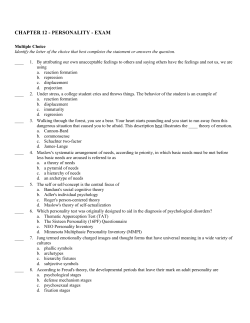 CHAPTER 12 - PERSONALITY