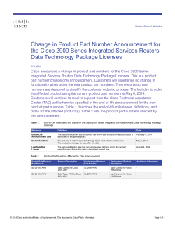 Change in Product Part Number Announcement for the Cisco 2900