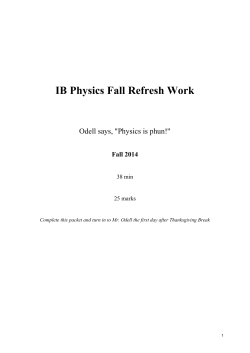 IB Physics Fall Refresh Work