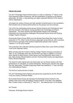 PRESS RELEASE The 2017 Elmbridge Drama Festival drew to a