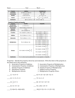 Properties - Identify the property shown by each statement.