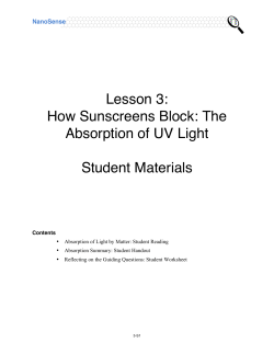 Lesson 3: How Sunscreens Block: The Absorption of UV Light