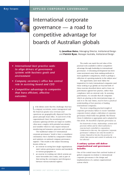 International corporate governance - Governance Institute of Australia