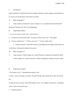 I. Introduction Thesis statement: Christina Rossetti uses