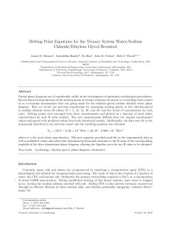 Melting point equations for the ternary system water