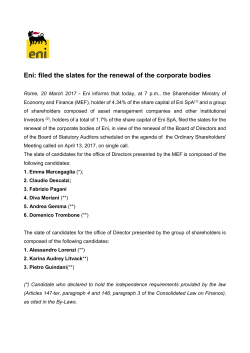 Press release: filing corporate bodies slates