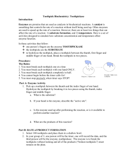 Toothpick Biochemistry: Toothpickase Introduction: Enzymes are