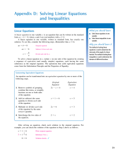 Appendix D: Solving Linear Equations and Inequalities