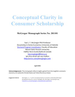 Conceptual Clarity in Consumer Scholarship